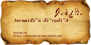 Jeremiás Árpád névjegykártya